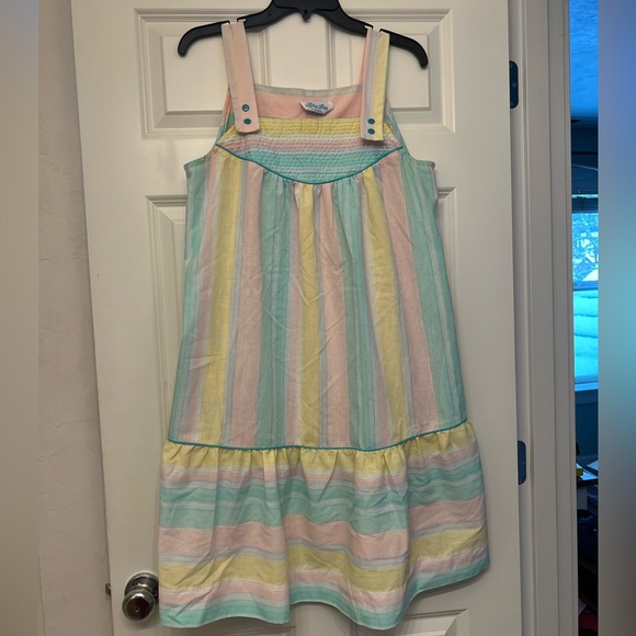 Other - Vintage Cotton Blend Night Dress in Rainbow Pastel Stripes, Medium